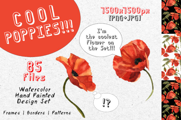 Download Cool Poppies Watercolor Set - Premium Bundle